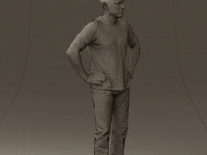 man in green-gray shirt 0590 3D Model