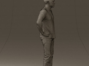 man in green-gray shirt 0590 3D Model