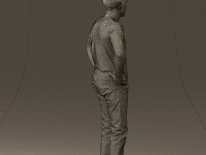 man in green-gray shirt 0590 3D Model