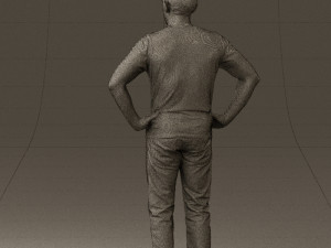 man in green-gray shirt 0590 3D Model