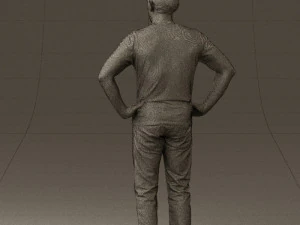 man in green-gray shirt 0590 3D Model