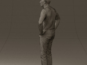 man in green-gray shirt 0590 3D Model