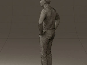 man in green-gray shirt 0590 3D Model