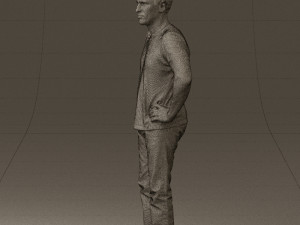 man in green-gray shirt 0590 3D Model