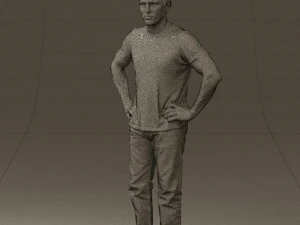 man in green-gray shirt 0590 3D Model
