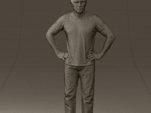 man in green-gray shirt 0590 3D Model