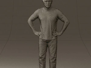 man in green-gray shirt 0590 3D Model