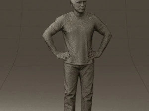 man in green-gray shirt 0590 3D Model