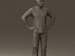 man in green-gray shirt 0590 3D Model