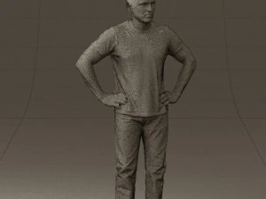 man in green-gray shirt 0590 3D Model