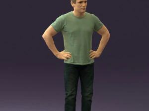 穿绿灰色衬衫的男人 0590 3D 打印就绪 3D 打印模型