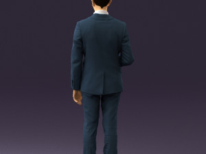 man in blue suit with tablet 0595 Modelo 3D