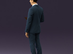 man in blue suit with tablet 0595 Modelo 3D