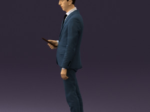 man in blue suit with tablet 0595 Modelo 3D