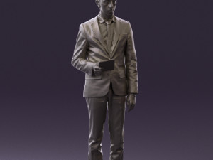 man in blue suit with tablet 0595 Modelo 3D