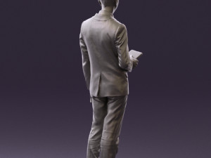 man in blue suit with tablet 0595 Modelo 3D