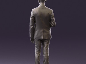 man in blue suit with tablet 0595 Modelo 3D