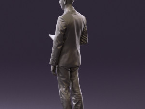 man in blue suit with tablet 0595 Modelo 3D