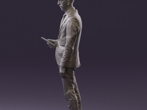 man in blue suit with tablet 0595 Modelo 3D