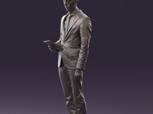 man in blue suit with tablet 0595 Modelo 3D