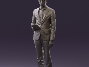 man in blue suit with tablet 0595 Modelo 3D
