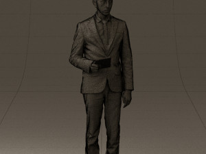 man in blue suit with tablet 0595 Modelo 3D