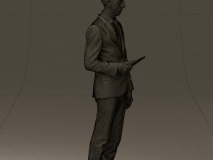 man in blue suit with tablet 0595 Modelo 3D