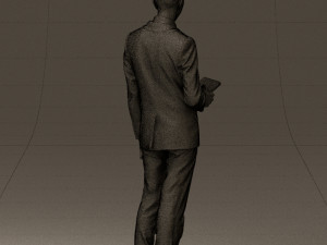 man in blue suit with tablet 0595 Modelo 3D