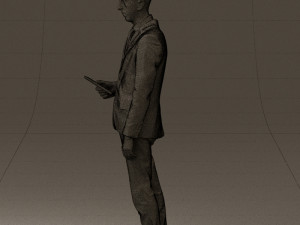 man in blue suit with tablet 0595 Modelo 3D