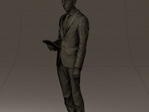 man in blue suit with tablet 0595 Modelo 3D