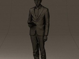 man in blue suit with tablet 0595 Modelo 3D