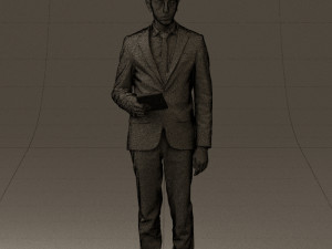 man in blue suit with tablet 0595 Modelo 3D