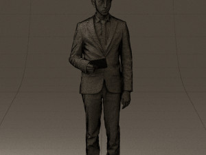 man in blue suit with tablet 0595 Modelo 3D