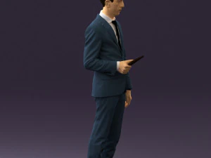 man in blue suit with tablet 0595 3d print ready 3D Print Model