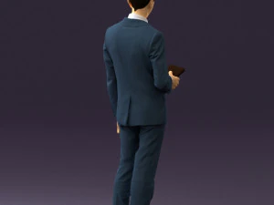 man in blue suit with tablet 0595 3d print ready 3D Print Model