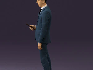 man in blue suit with tablet 0595 3d print ready 3D Print Model