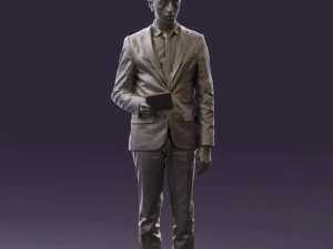 man in blue suit with tablet 0595 3d print ready 3D Print Model
