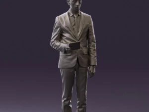 man in blue suit with tablet 0595 3d print ready 3D Print Model