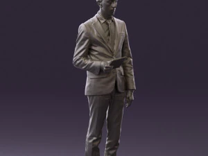 man in blue suit with tablet 0595 3d print ready 3D Print Model