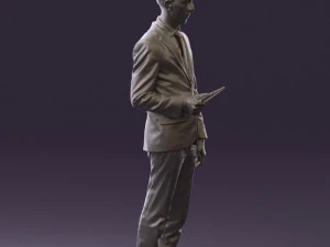 man in blue suit with tablet 0595 3d print ready 3D Print Model