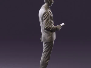 man in blue suit with tablet 0595 3d print ready 3D Print Model