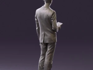 man in blue suit with tablet 0595 3d print ready 3D Print Model
