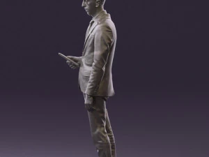 man in blue suit with tablet 0595 3d print ready 3D Print Model