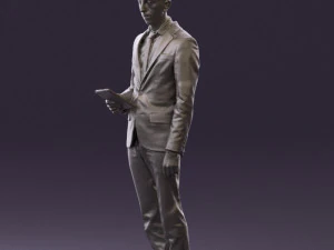 man in blue suit with tablet 0595 3d print ready 3D Print Model