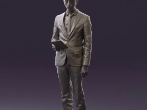 man in blue suit with tablet 0595 3d print ready 3D Print Model