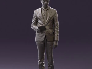 man in blue suit with tablet 0595 3d print ready 3D Print Model