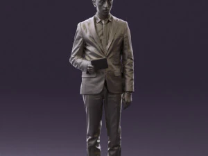 man in blue suit with tablet 0595 3d print ready 3D Print Model