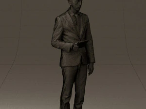 man in blue suit with tablet 0595 3d print ready 3D Print Model
