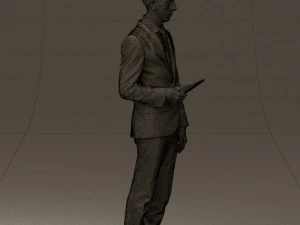man in blue suit with tablet 0595 3d print ready 3D Print Model