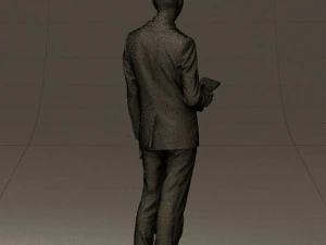 man in blue suit with tablet 0595 3d print ready 3D Print Model